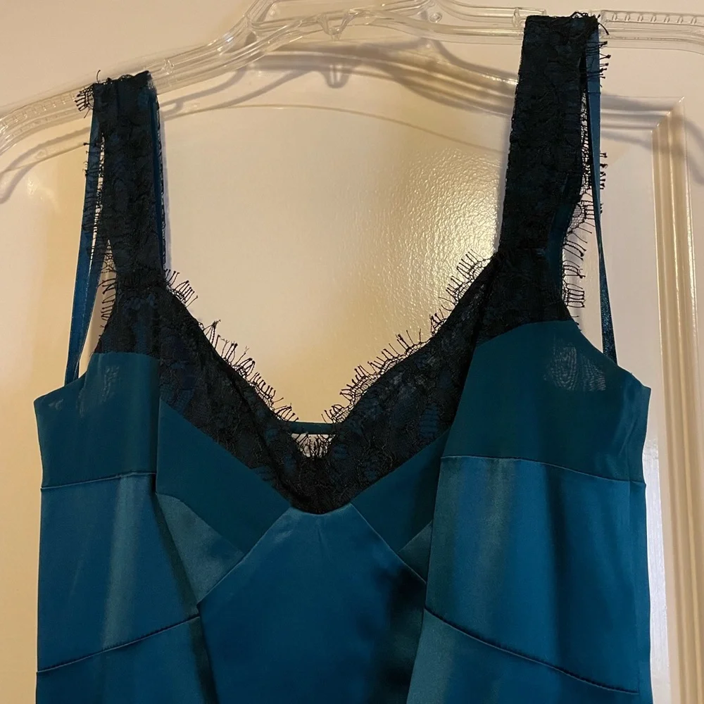 DVF Maire Blue Silk and Lace Slip Dress - Picture 4 of 16